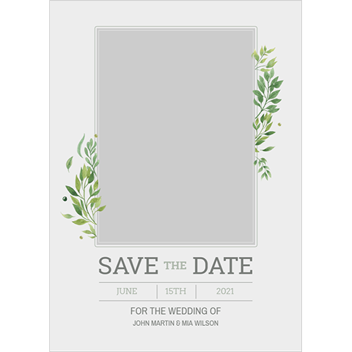 Save the Date Green Leaves